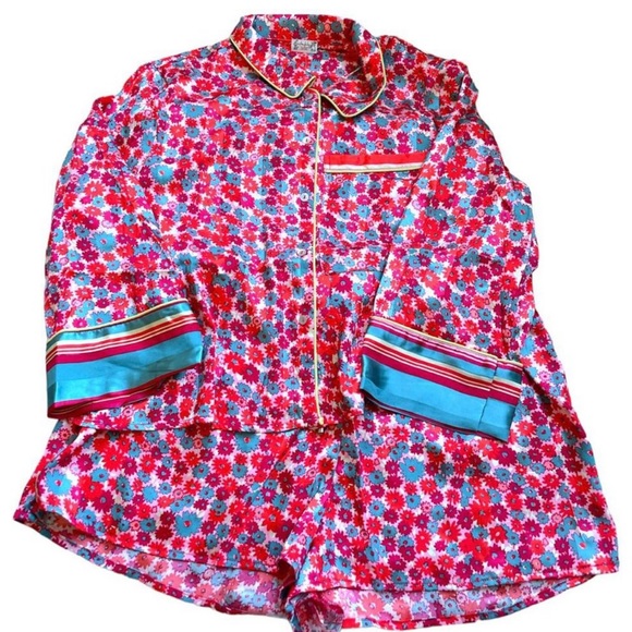 NWT Size XS Free People Pillow Talk pajama short set in the color poppy combo - Picture 7 of 8